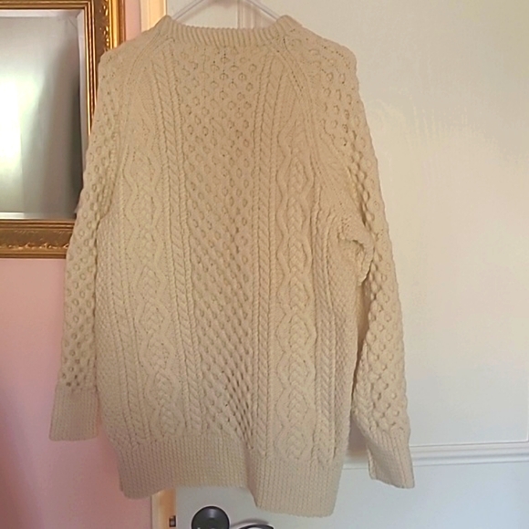 BLARNEY new wool cream handknit Irish sweater UNISEX - Picture 6 of 10